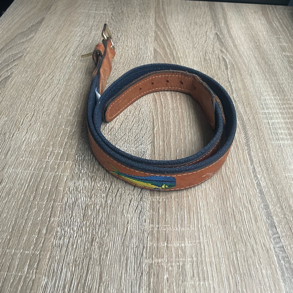 Men's West Marine Embroidered Dolphin Fish Belt